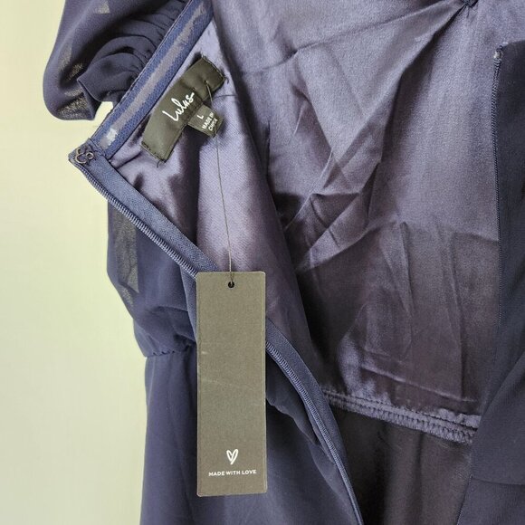 Lulus Elegant Navy Off-Shoulder Maxi Dress - Picture 7 of 7